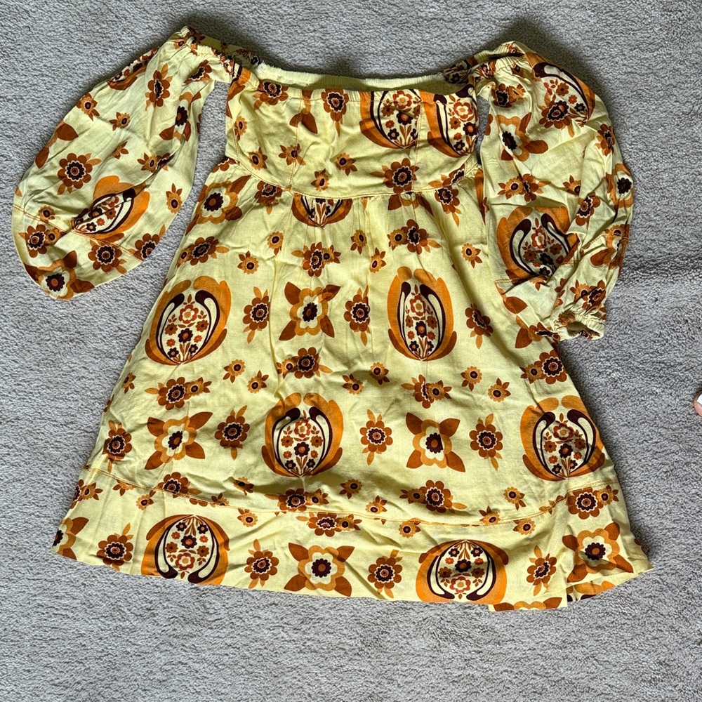 Urban Outfitters Yellow and Brown Patterned Skirt